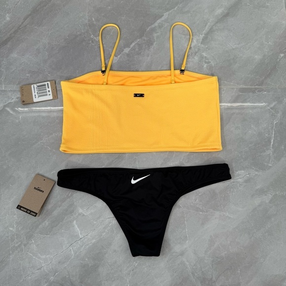 Women’s Nike Swim Ribbed Midkini Bandeau 2 Piece Bikini Swimsuit XL - Picture 2 of 15